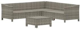 6 pcs conjunto lounge de jardim c/ almofadões vime PE cinzento