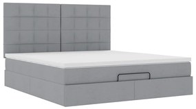 Estrutura cama otomana colchão 160x200 cm tecido cinzento claro