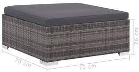 6 pcs conjunto lounge de jardim c/ almofadões vime PE cinzento