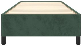 Estrutura de cama sem colchão 100x200 cm veludo verde-escuro