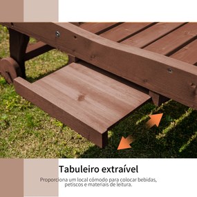 Espreguiçadeira de Madeira para Exterior Cadeira Reclinável de Jardim