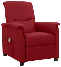 vidaXL Poltrona de massagens elétrica reclinável tecido vermelho tinto