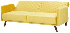 Sofá-cama de 3 lugares em veludo amarelo SENJA Beliani
