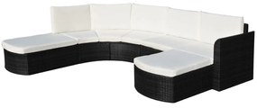 Conjunto de sofás de jardim 16 pcs vime preto