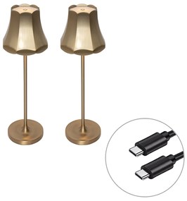 LED Conjunto de 2 Candeeiros de Mesa Retro Ouro Rosa Recarregáveis IP44 - Granny Retro