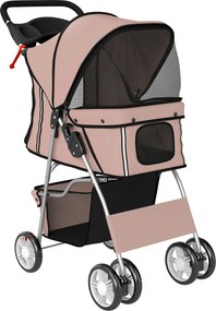 PawHut Carrinho para Cães Pequenos com Cesto de Armazenamento Suporte para Copos Rodas e Almofada Lavável 77x44x102 cm Castanho | Aosom Portugal
