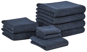 Conjunto de 9 toalhas em algodão azul escuro MITIARO Beliani