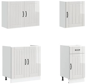 7 peças armário de cozinha conjunto Lucca branco brilhante