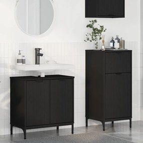vidaXL Conjunto de Móveis para Banheiro 2 pcs Preto 39.5 x 36 x 88 cm