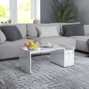 vidaXL Mesa de centro 90x45x35 cm contraplacado branco brilhante