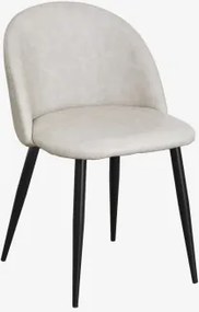 Cadeira De Jantar Estofada E Em Aço Kana Negro & Couro Sintético Toupeira Claro & Pelé Sintética - Sklum
