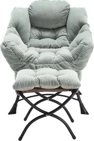 Poltrona lounge com pufe, apoios de braços e bolso lateral, revestimento em flanela, 69,9x64,0x95,0 cm, Verde claro| AOSOM Portugal