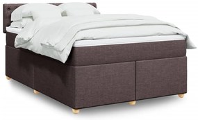 vidaXL Cama com molas/colchão 160x200 cm tecido castanho-escuro