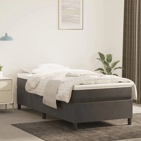 Estrutura de cama com molas 90x200 cm veludo cinzento-escuro