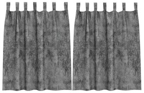 Cortinas de Veludo 2 peças com Ilhós Cinza 140x140 cm