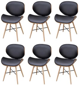 vidaXL Cadeiras de jantar 6 pcs madeira curvada e couro artificial