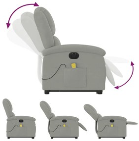 Poltrona de massagens reclinável elétrica veludo cinzento-claro
