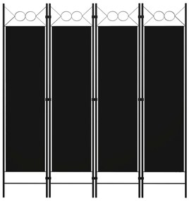 Divisória de quarto com 4 painéis 160x180 cm preto