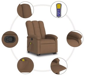 Poltrona reclinável massagens tecido castanho
