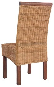 Cadeiras de jantar 2 pcs vime genuíno castanho