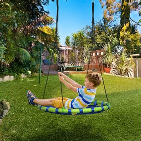Outsunny Baloiço Infantil Ninho com Altura Ajustável Baloiço Redondo para Crianças de 3-8 Anos Carga Máxima 150 kg para Exterior Ø100x120-180 cm Azul