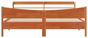 Estrutura cama c/ cabeceira 200x200cm pinho maciço castanho-mel
