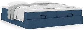Estrutura de cama otomana com colchões 180x200cm tecido azul