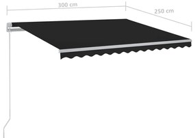 Toldo retrátil manual com LED 300x250 cm antracite
