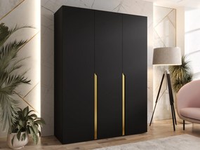 Roupeiro Hartford 580, Preto, Dourado, 202x150x52cm, 104.8 kg, Portas para roupeiro: Com dobradiças