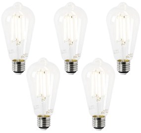 Conjunto de 5 lâmpadas LED E27 ST64 transparentes 2,2 W 470 lm 2700 K