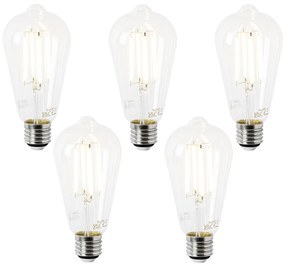 Conjunto de 5 Lâmpadas LED E27 ST64 Transparentes 2.2W 470 lm 2700K