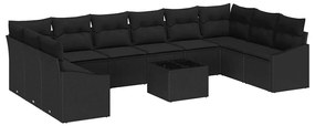 Conjunto de Sofá de Jardim 11 Peças com Almofadas Beges em Rattan Sint