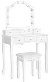 Conjunto penteadeira com espelho iluminado | VASAGLE | 108 x 40 x 145 cm | branco | RDT170W01.