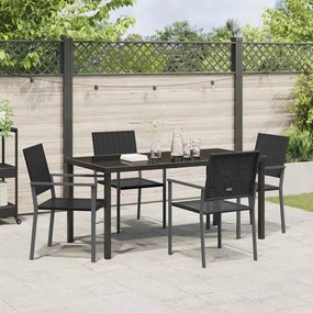Conjunto de Jantar de Jardim 5 Peças Preto em Rattan Sintético