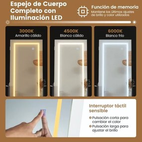 Armario para jóias com espelho LED com fechadura Espelho de corpo inteiro forro de veludo para quarto de vestir Branco