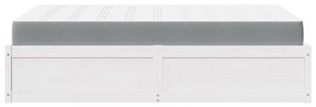 Cama com colchão 120x190 cm madeira de pinho maciça branco