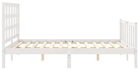 Cama sem colchão 160x200 cm madeira de pinho maciça branco