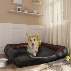 vidaXL Cama para cães 105x80x25 cm couro artificial preto e castanho