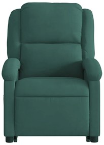Poltrona massagens elevatória elétrica veludo verde-escuro
