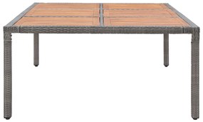 Mesa de jardim 200x150x74 cm vime PE e madeira acácia cinzento