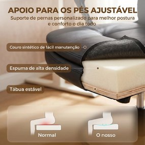 Cadeira de Desenho Cadeira de Escritório Ergonómica Giratória com Altura e Descanso para os Pés Ajustável Preto
