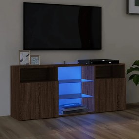 Móvel de TV com luzes LED 120x30x50 cm carvalho castanho