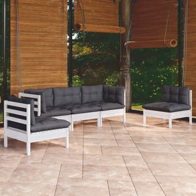 5 pcs conjunto lounge de jardim c/ almofadões pinho maciço