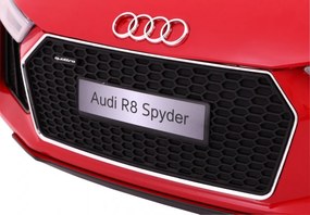 Carro elétrico para Crianças 12V AUDI R8 Spyder RS Rodas EVA, Assento de couro Vermelho