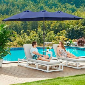 Guarda-sol duplo 460 x 270 cm Proteção UV até UPF 50+ Azul