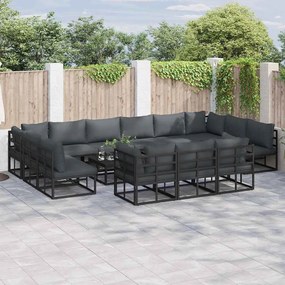 vidaXL Conjunto de Sofá de Jardim 13 pcs Preto 423 x 211,5 x 71 cm