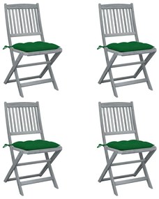 vidaXL Cadeiras exterior dobráveis c/ almofadões 4 pcs acácia maciça