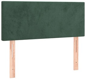 Cama box spring c/ colchão/LED 80x200 cm veludo verde-escuro