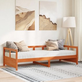 vidaXL Sofá-cama com colchão 90x200 cm pinho maciço castanho-mel