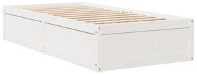 Cama com colchão 90x200 cm madeira de pinho maciça branco